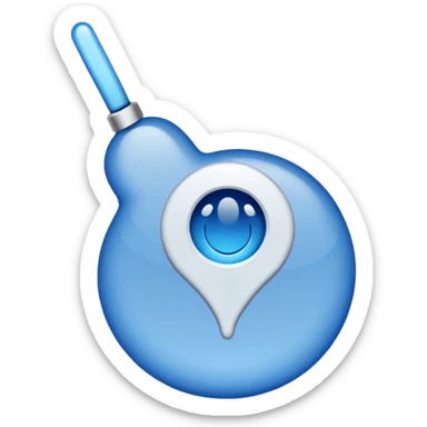 white tick with a blue background in a round shape sticker