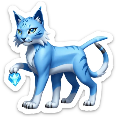 A blue lynx-fakemon-Digimon-creature-hybrid sticker