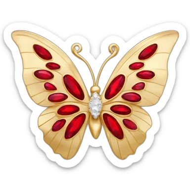 gold butterfly jewel with red heart diamonds sticker