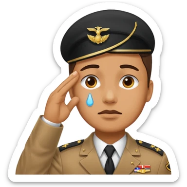 Salute with tear coming out eye sticker
