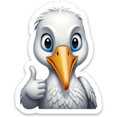 Thumbs up with a pelican face sticker