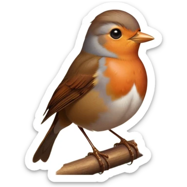 Cinematic Noble Robin Portrait Emoji, Poised and dignified, with a delicate, rounded build, a soft rust-red breast, gentle inquisitive eyes, and a small, refined beak, Simplified yet sharp and sophisticated features, highly detailed, glowing with a soft, warm glow, high shine, intelligent and graceful, stylized with an air of woodland charm, focused and attentive, soft glowing outline, capturing the essence of a watchful and confident robin that appears ready to flutter out of the screen with effortless authority! sticker