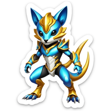 Shiny Epic Edgy Cool Colorful Vibrant Modern Vernid-Protogen-creature-animal, full body sticker