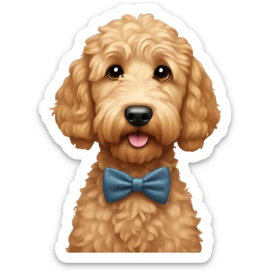 Goldendoodle with bow tie sticker