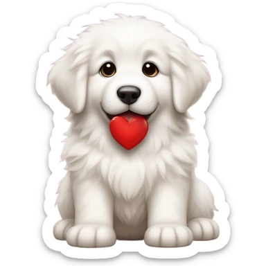 Great Pyrenees valentines puppy sticker