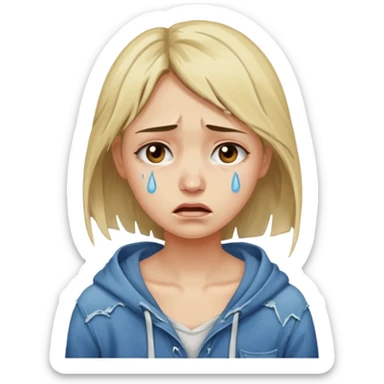 Mulher jovem chorando muito com as roupas rasgadas sticker