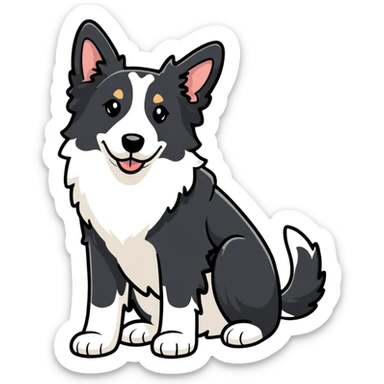 Border collie dog with only one black ear sticker