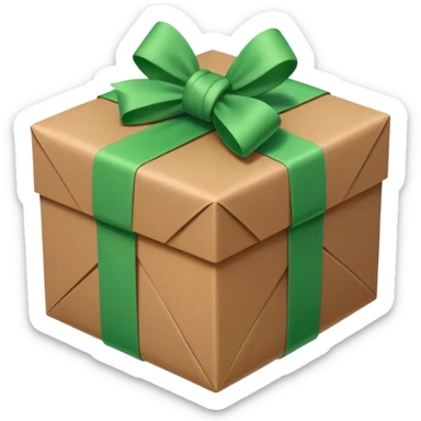 a brown package  bow with green checkbox in the corner sticker