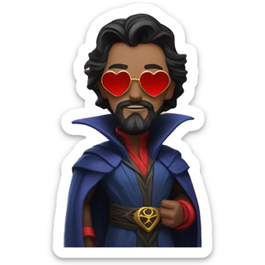 doctor strange having long beard and heart shaped sunglasses sticker