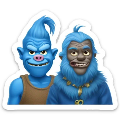 Blue grinch and pig man sticker