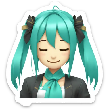 Cute hatsune Miku smiling with closed eyes sticker