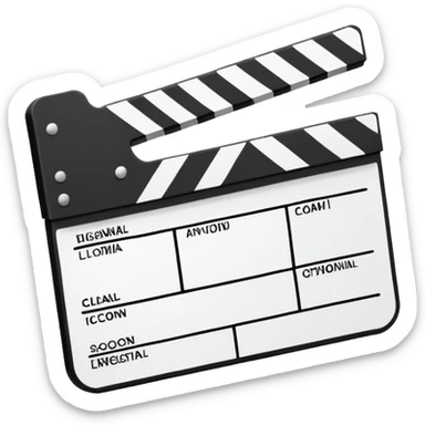 diagonal view of clapperboard outline, ultra simple black outlines only sticker