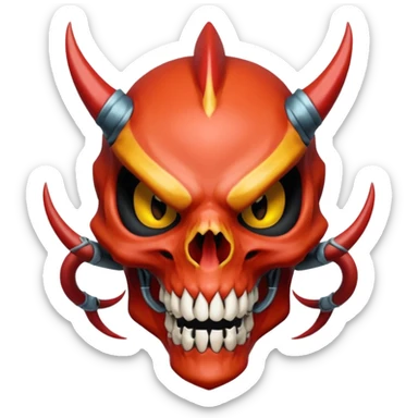 Oily smooth glossy evil sharp edgy badass skeleta skull-face skull-masked skull-headed l Charmeleon-Zeraora-Salandit-fusion, full body sticker