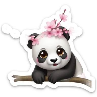 Cherry blossom panda sticker