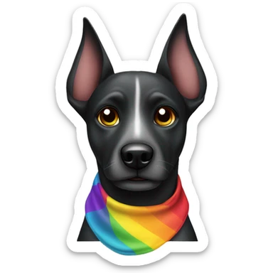 black head mongrel dog with rainbow bandana  sticker