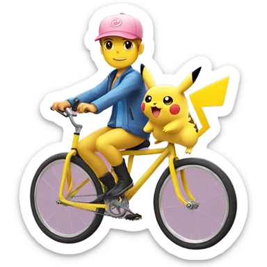 Pikachu and Jigglypuff riding a bike sticker