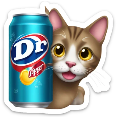 Cat drinking Dr Pepper  sticker
