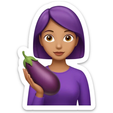 Mulher,com uma berinjela na mão,só uma b sticker