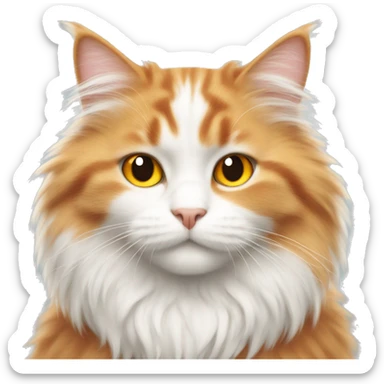 Orange and white fluffy cat sticker