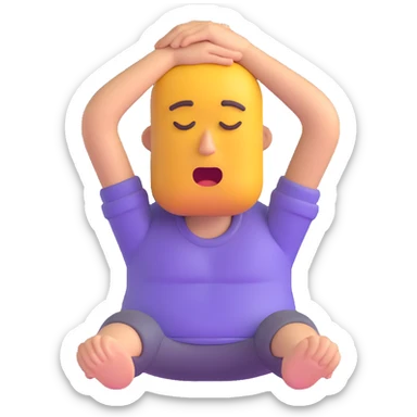 Make the sleepy guy hang down, body and arms limp, head drooping, in the same 3D emoji style, with no background. sticker
