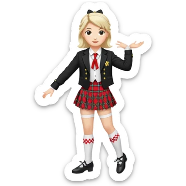 Highland dancing argyle just over the knee socks, blouse, highland dancing jacket, tartan miniskirt and highland dancing shoes sticker