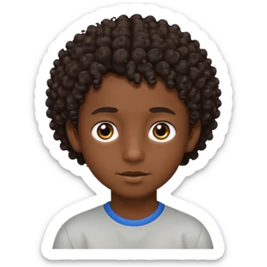 Menino de pele morena de olho castanho meio preto e cabelo cacheados ralo sticker