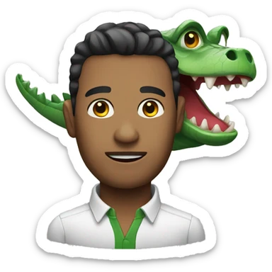 Man with crocodile fac sticker