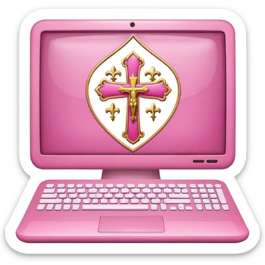 make a catholic computer with very girly pink tones sticker