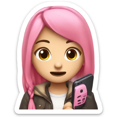 jirai kei girl scrolling on a pink phone looking pissed sticker