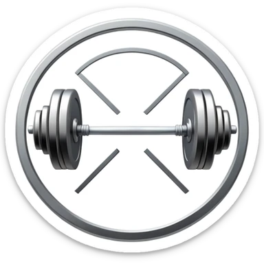 An emblem symbolizing weightlifting with a stylized barbell in the center, set against a simple, clean background. The barbell is prominent and sleek, with no athlete included. The design is bold, modern, and minimalistic sticker