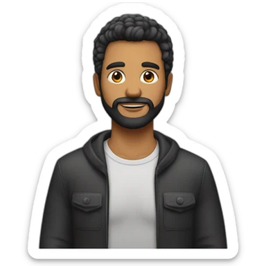 hombre de 45 años cabello bastante corto negro y con canas barba con canas vestido casualmente sticker