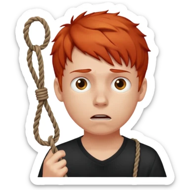 red headed boy holding a noose  sticker
