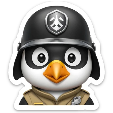 cute penguin soldier face only sticker
