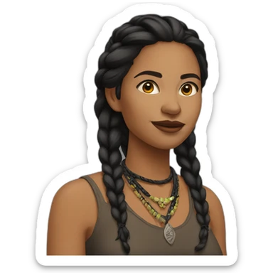 apache femme colliers cheveux noirs nattes sticker