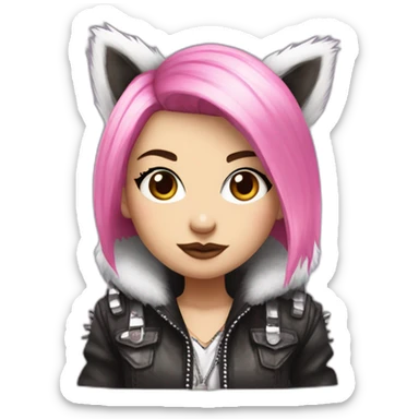 Punk Style White Girl with pink hair in funky raccoon costume sticker