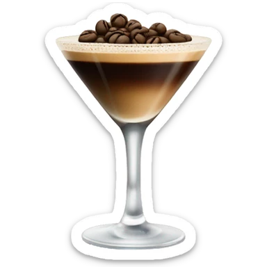 Espresso martini with three coffee beans as garnish sticker
