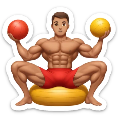 bodybuilder doing swiss-ball crunches sticker