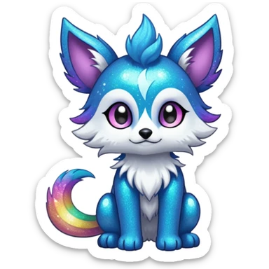 Cool cute Kawaii edgy fantasy animal sparkle fursona Fionbri creature by griffsnuff & LiLaiRa & Falvie full body sticker