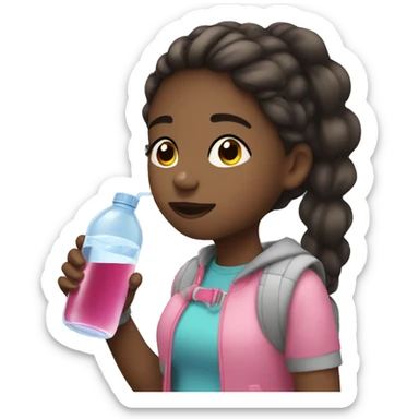 Girl drink water sticker