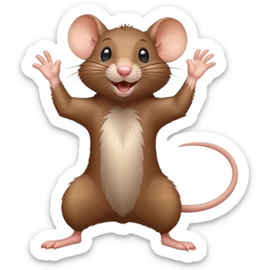 Energetic rat in mid-dance pose with one paw up and joyful expression sticker