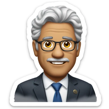 Homem de 54 anos 
Político e vereador 
Moreno, cabelos grisalhos 
Alto e grande  sticker