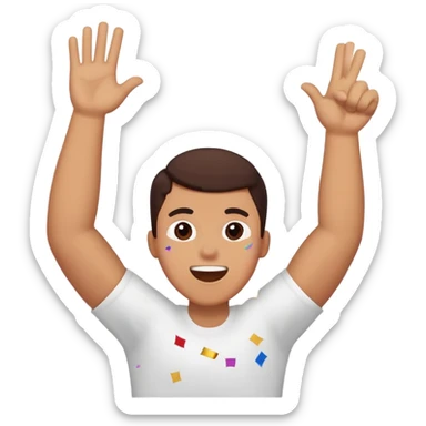 make a person doing a celebratory crunch with the words "boom" above them sticker