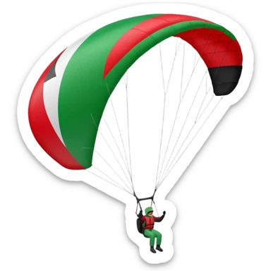 a paraglider flying a palestinian flag wing, respect scrupulously the correct shapes and colours of the palestinian flag, try again sticker
