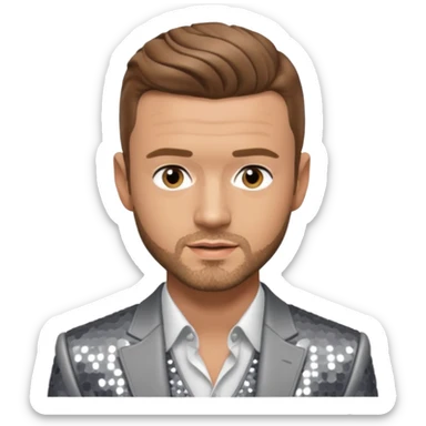 Justin Timberlake with light brown hair, grey sequin tour outfit  sticker