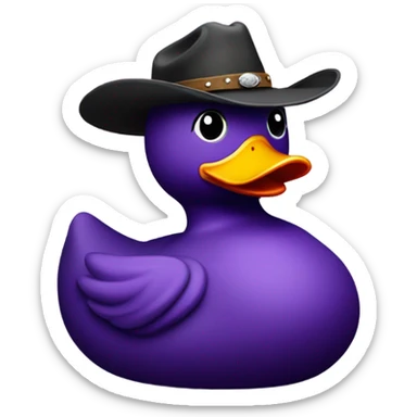 purple rubber duck with cowboy hat sticker