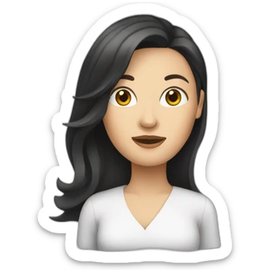 white woman dark hair presenting a slide sticker