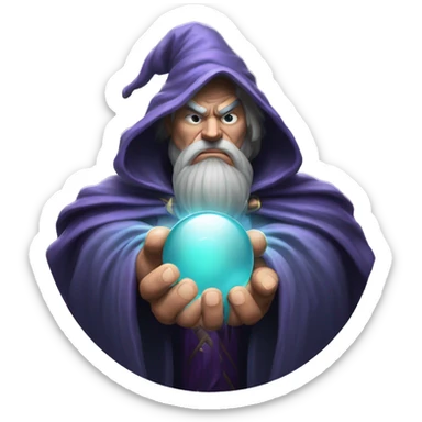 Very muscular Wizard looking at his pondering orb in an angry manner sticker