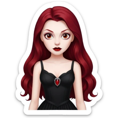 Vampira with long dark red hair sticker