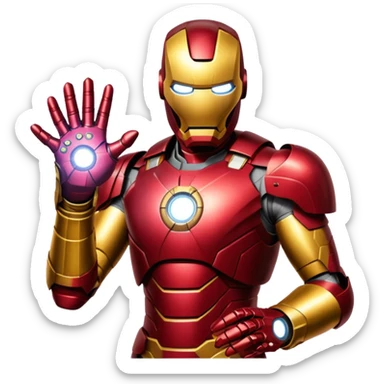 create an ironman with the infinity gauntlet emoji sticker