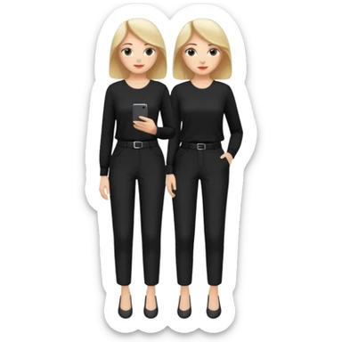 white woman dressed in black trousers and blouse full body sticker
